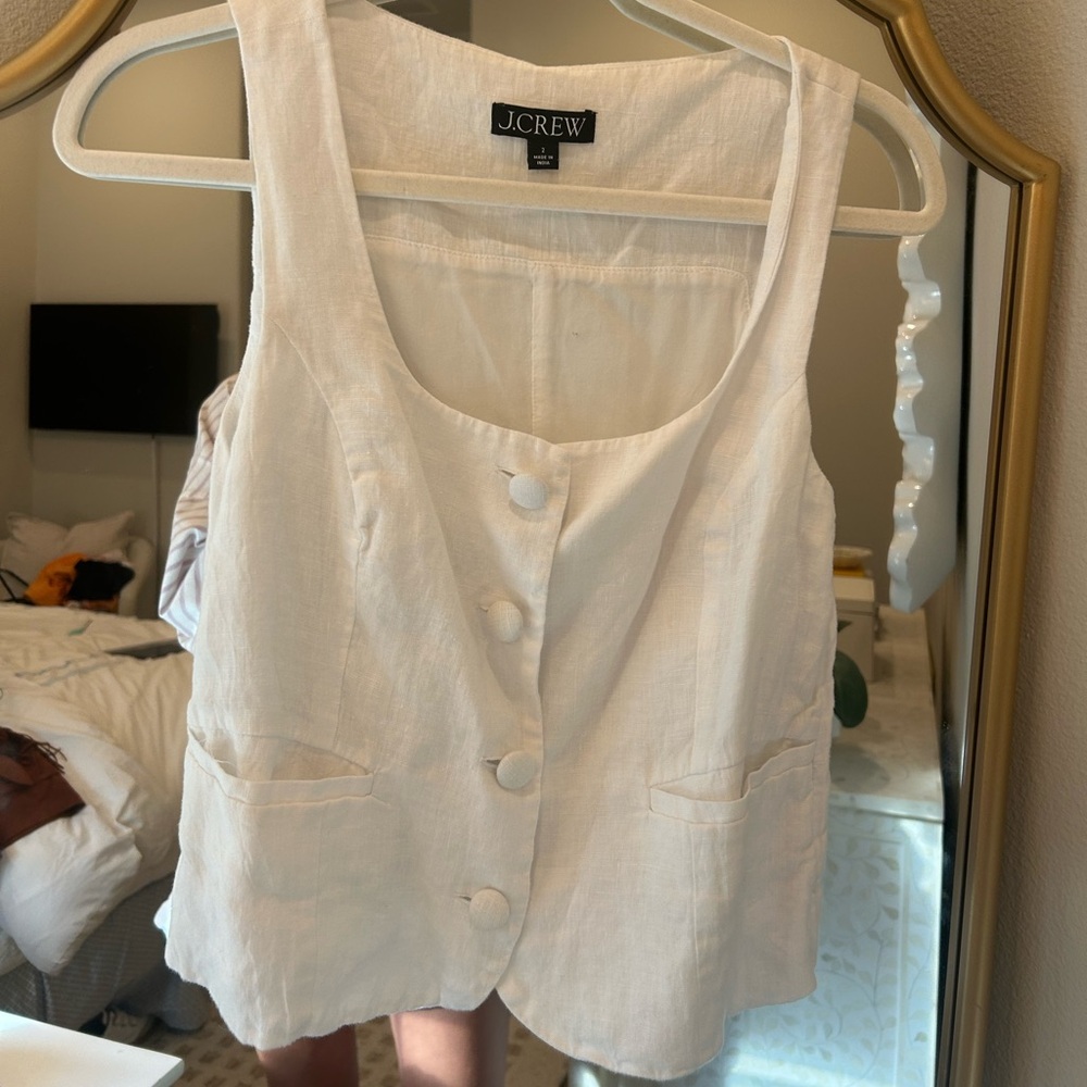 J CREW white linen top